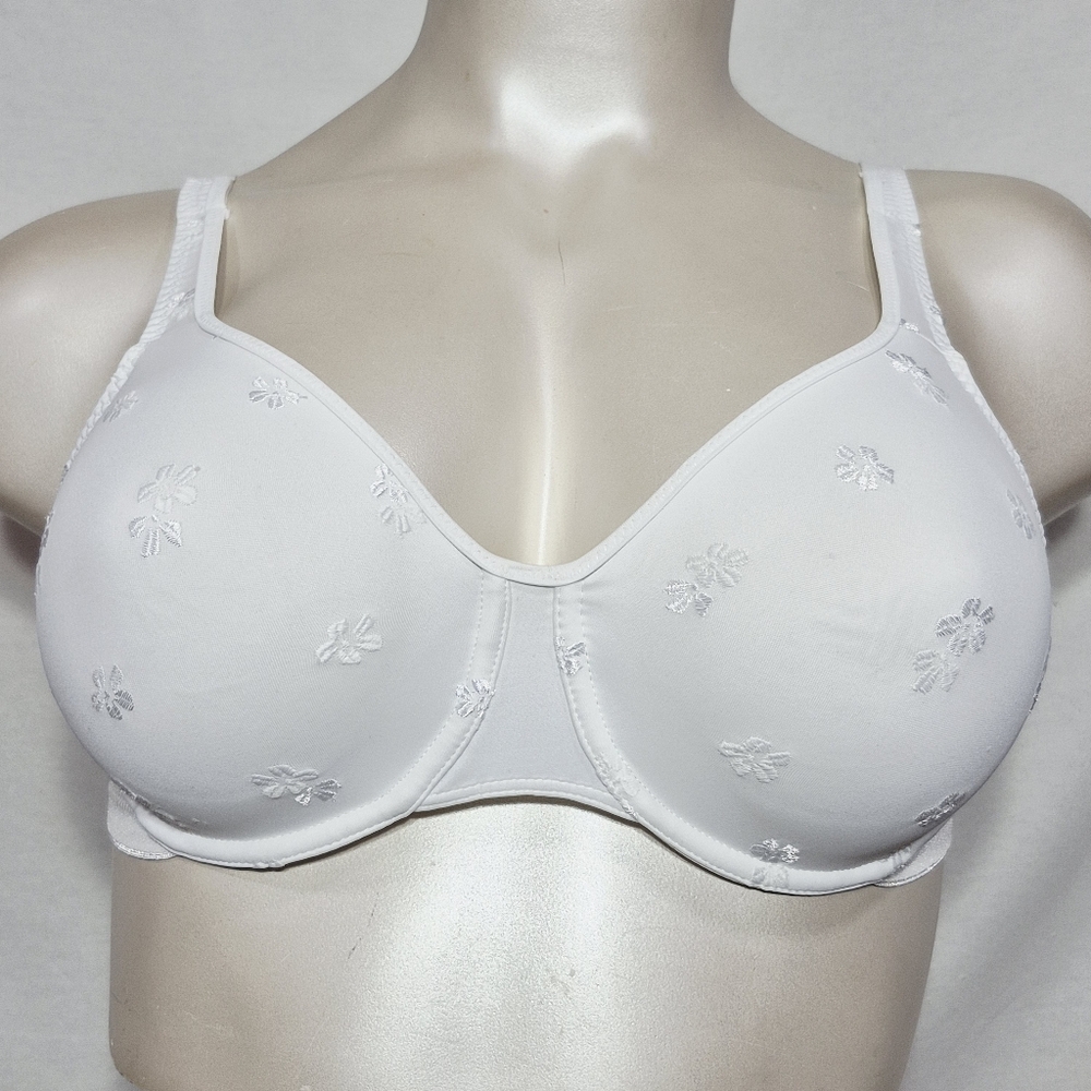 40C Warner's 2859 Flower Charms Unlined Semi Sheer Underwire Bra White NWOT